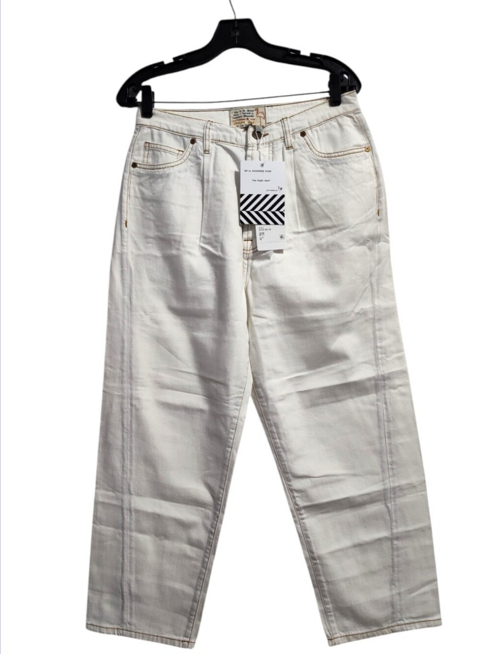 Free People x Sandrine Rose White Wide Leg Cropped Denim Jeans Women 30 /size 10